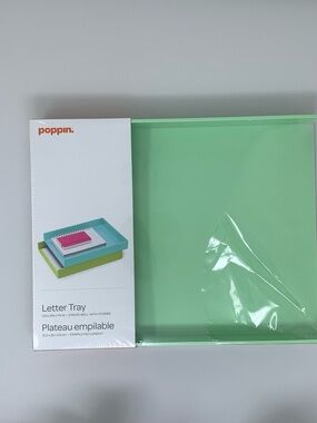 NWT One Poppin Mint Green Front Loading Letter Tray